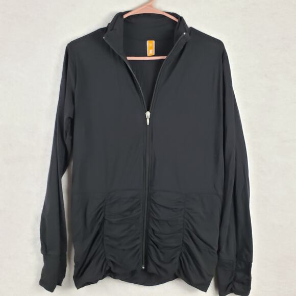 Lucy Jackets & Blazers - Lucy L Full Zip Performance Athletic Jacket Solid Black Lightweight Scrunch